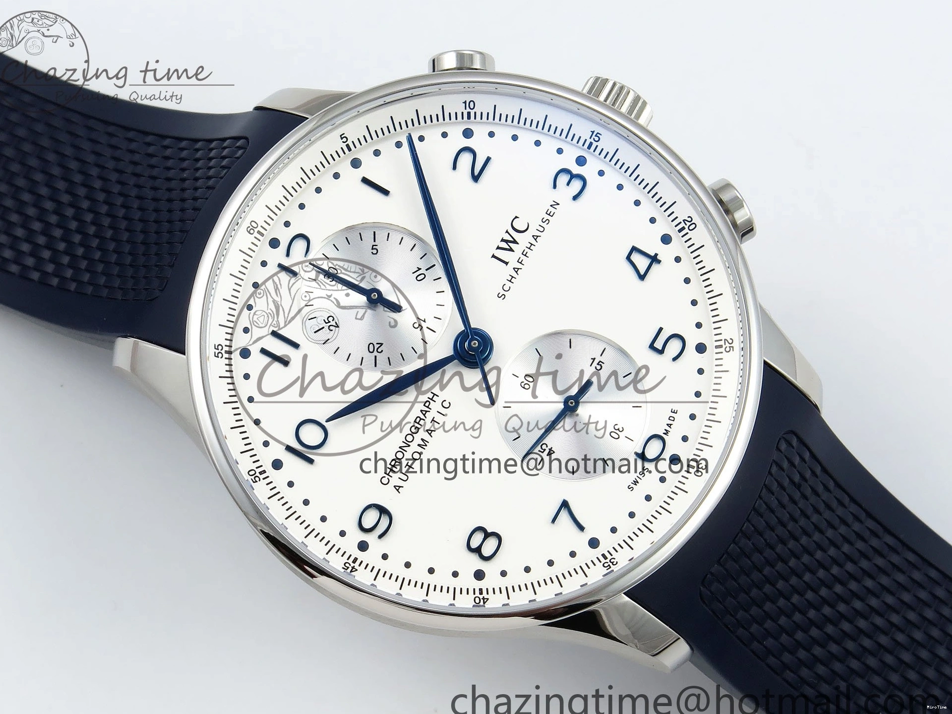 MIROTIME 0511 Casual Portuguese Chrono IW3716 Z+F 1:1 Best Edition White Dial on Blue Rubber Strap A 7016